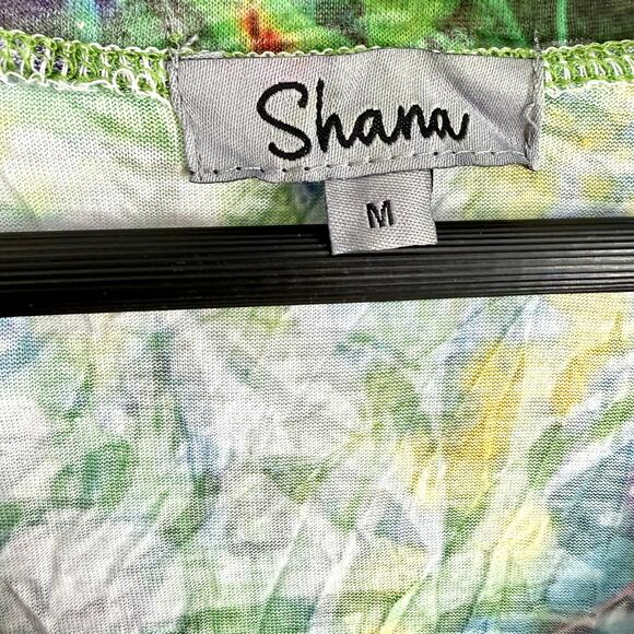 Shana Medium Wearable Art Vibrant Floral Spring Summer Crinkle Blouse Shirt Top - Picture 3 of 10